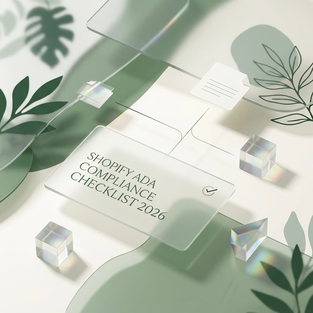 Abstract checklist-themed graphic for Shopify ADA compliance 2026